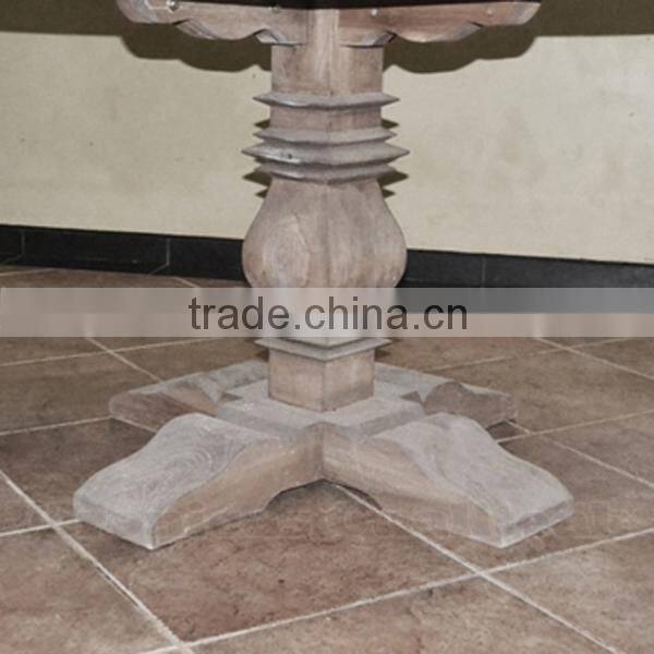 Antique French Country Distress Teak Round Dining Table