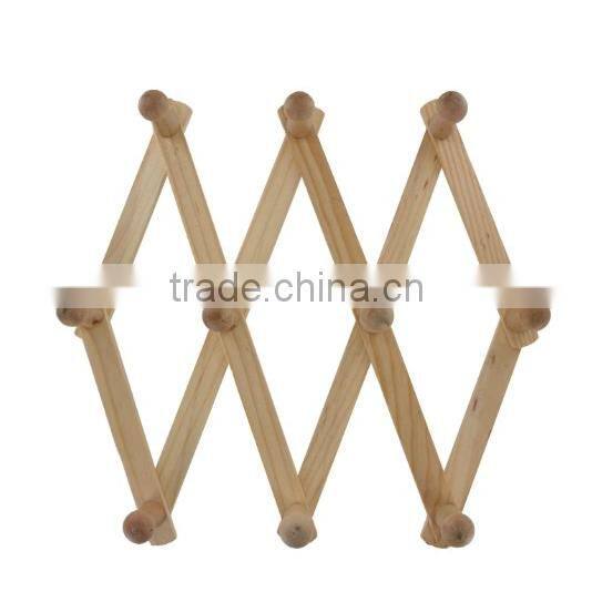 10 Hooks unfinished cheap wall mount wood coat rack wholesale