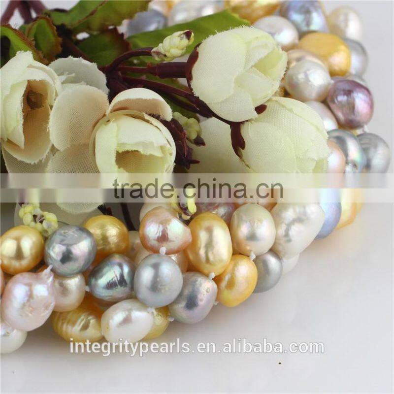 11mm AA baroque long inches freshwater mixed color pearl necklace