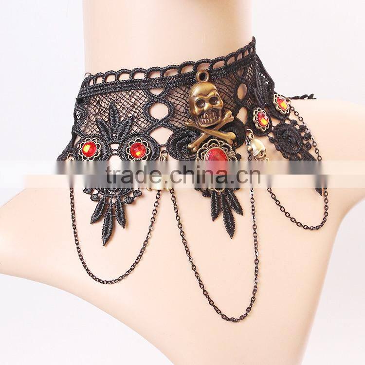 MYLOVE Vintage Gothic Antique Bronze Skull Pendant Necklace Punk Halloween Jewelry Gift MLY267