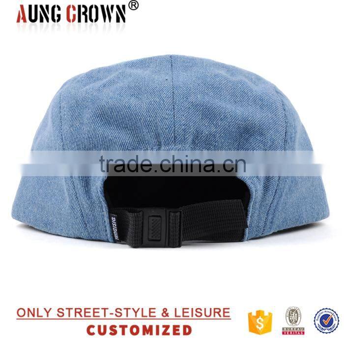 denim 5 panel hats leather patch