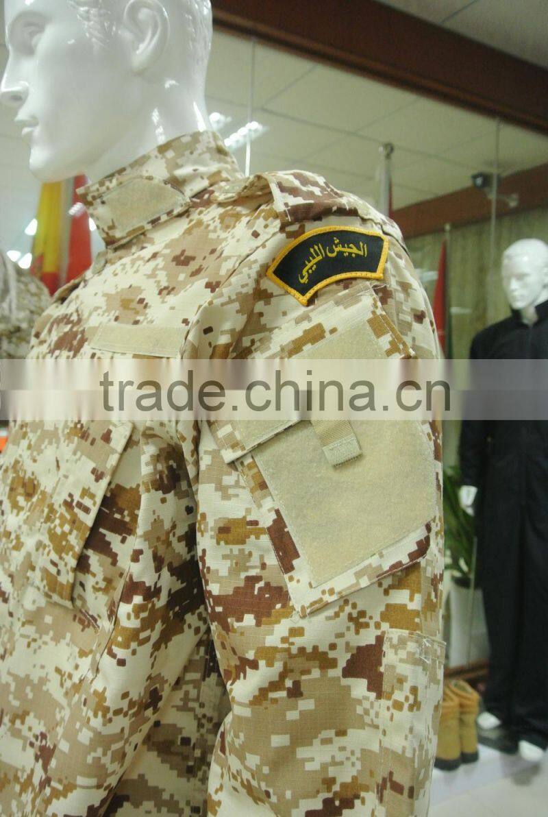 Custom cotton polyest ripstop desert digital camouflage lybria army Vertical Collar Fighting ACU Uniform