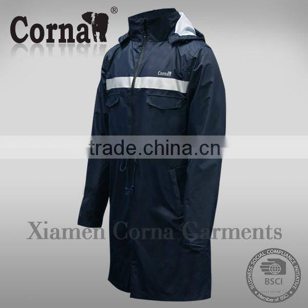 OEM Windproof breathable long raincoat long parka mens