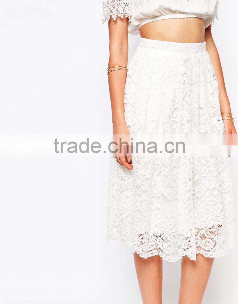 Premium long Lace skirt Full Midi length white lace Skirt