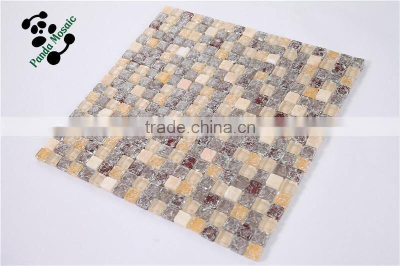 SMS06 Foshan beige white roughness stone marble mosaic square art mosaic tiles indoor decorate wall