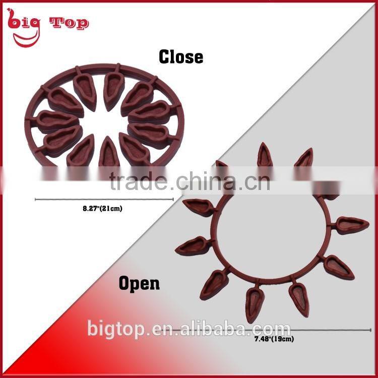 BT0188 Wholesale Silicone Circular Heat Resistant Table Mat Collapsible Cup Mat leaf-shaped Table Mat