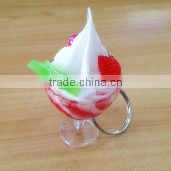 Artificial/Fake/Simulate ice cream cake keychains/keyrings for mobile phone accessory in arts and crafts for summer holiday