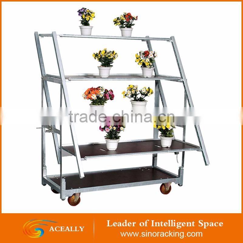 cheap aluminum flower plant pot garden display trolley cart stand