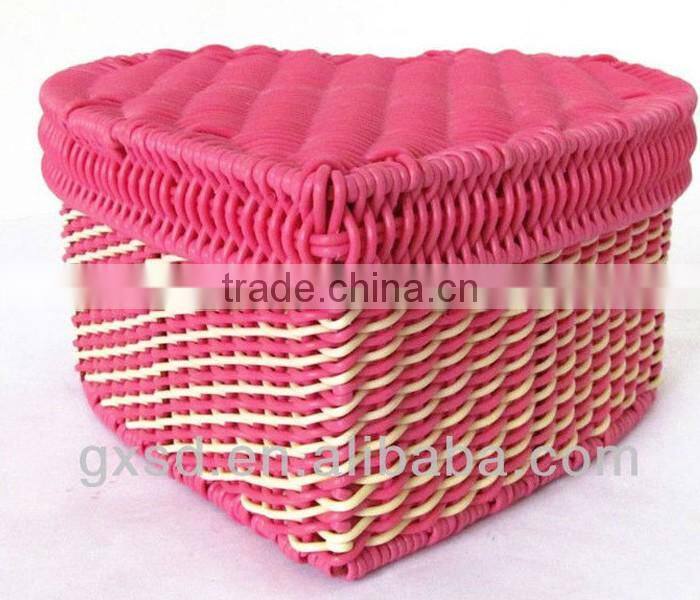 SD Folding mini rattan wicker baskets with handle for storage