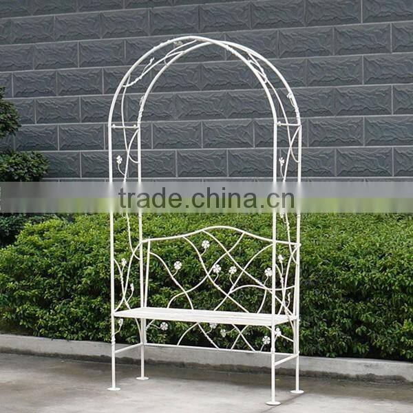 Garden Wrought Iron Pastel Green Garden Arch Outdoor Archway With Bench