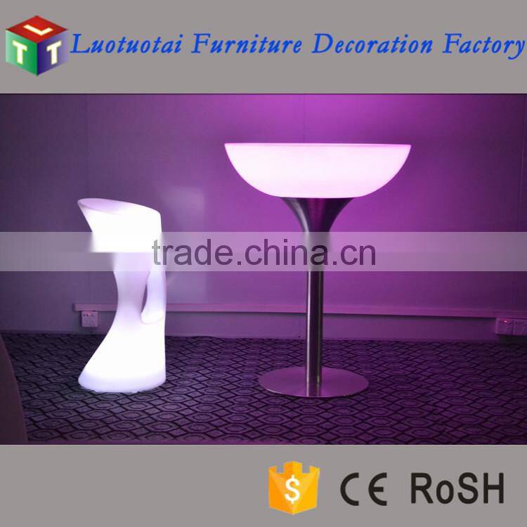 illuminated 16 colour change remote control round high top led table