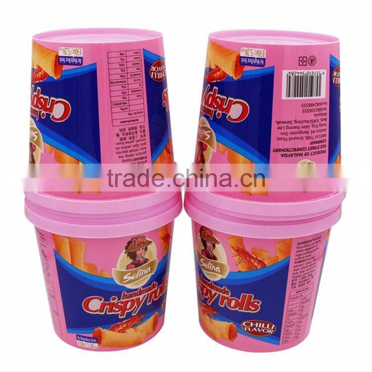Round Shape Food Storage Container Screw Lid with IML Printing, Waterproof Box Plastic Cup with Dome Lid