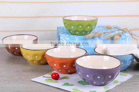5'' dot printing ceramic bowl , promotion dot printing bowl