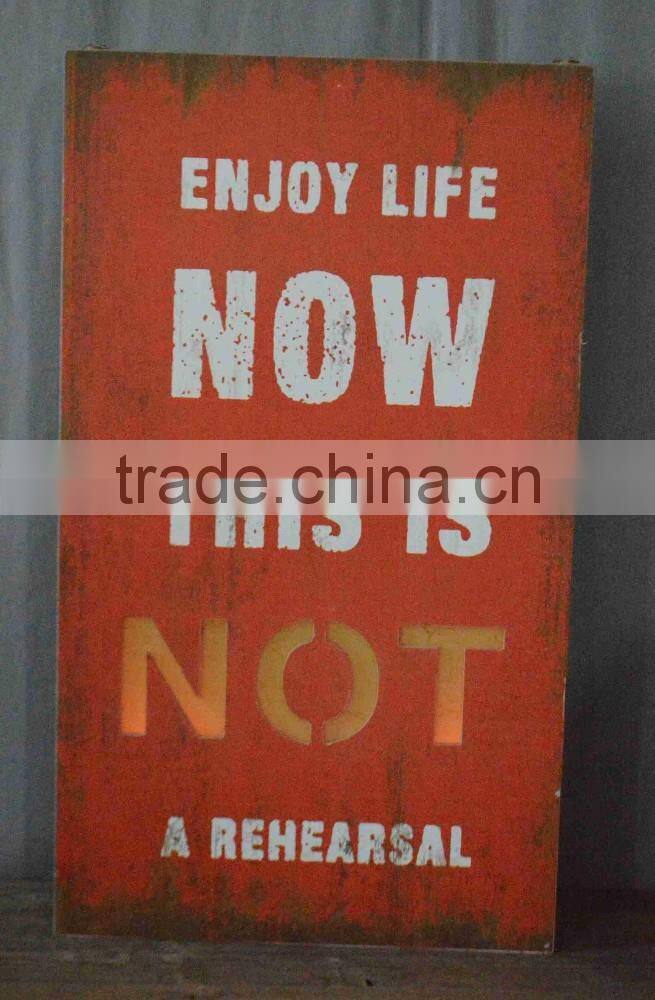 Antique decorative wooden LED wall plaque