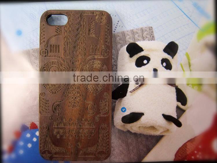 Engraving custom pattern wood phone cover bamboo mobile phone case for iPhone 5S SE