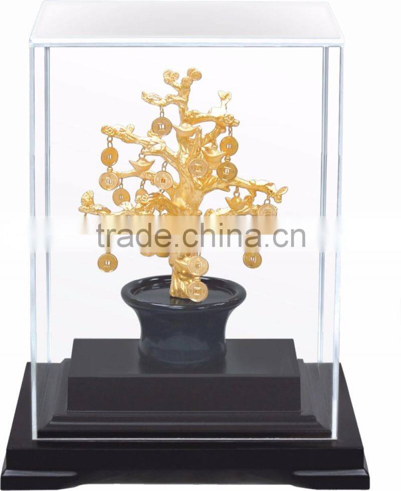 Gold foil peacock statue in Display box promotion gift