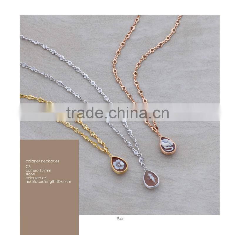 925 Sterling Classic Silver Fairy Cameo Necklaces Made in Italy cameo 15mm