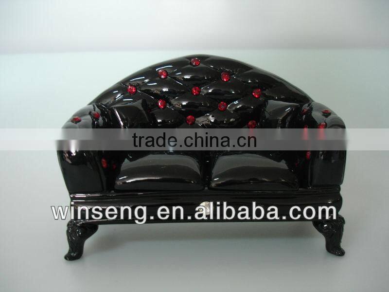 Polyresin Decorative Black Sofa-Shaped Jewelry Box