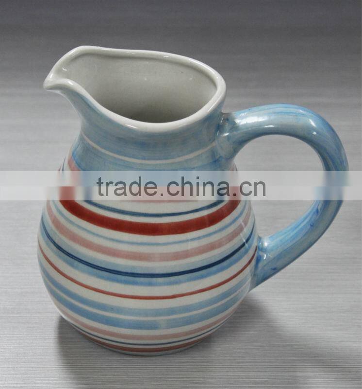 Ceramic milk jar with handpainted