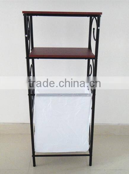 3 tiers metal Bathroom Scroll Storage Organizer Laundry Sorter with 2 storage shelves Laundry Hamper