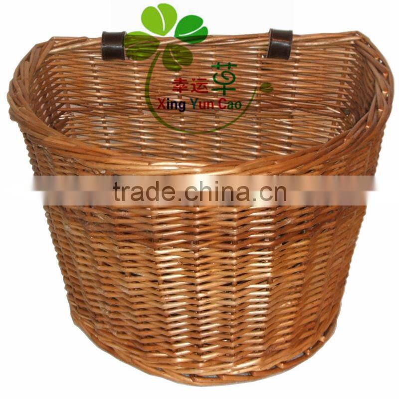 half-round willow wicker Pet bicycle basket