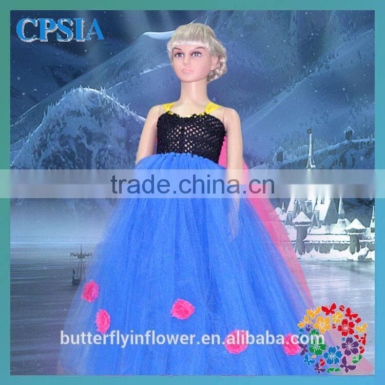 Wholesale toddler girl boutique dress fashion kids blue dresses for girls pretty children's dress