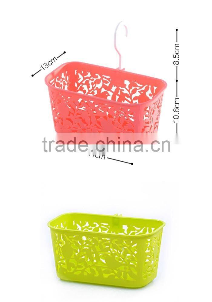 emc plastic baskets with hook, decorative plastic baskets with hook, wholesale plastic hanging storage baskets