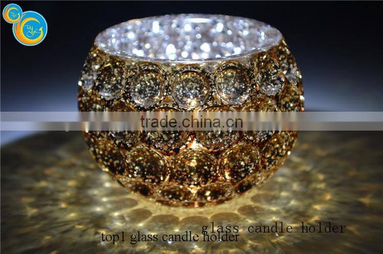 Elliptical votive Broken silver plating glass candle holder