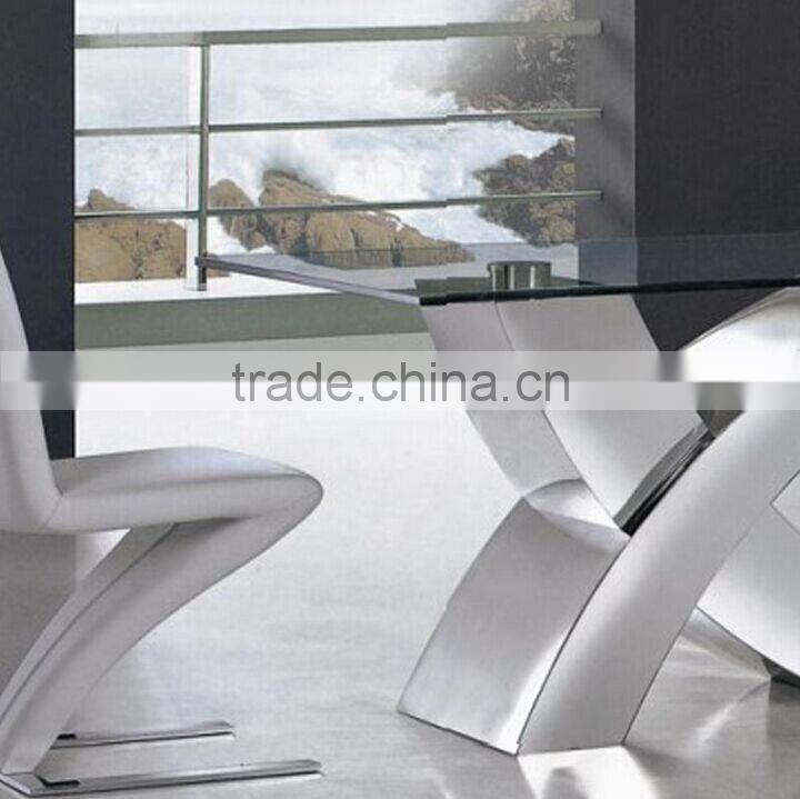 X01 X shape top heavy-duty stainless steel dining table base and chairs