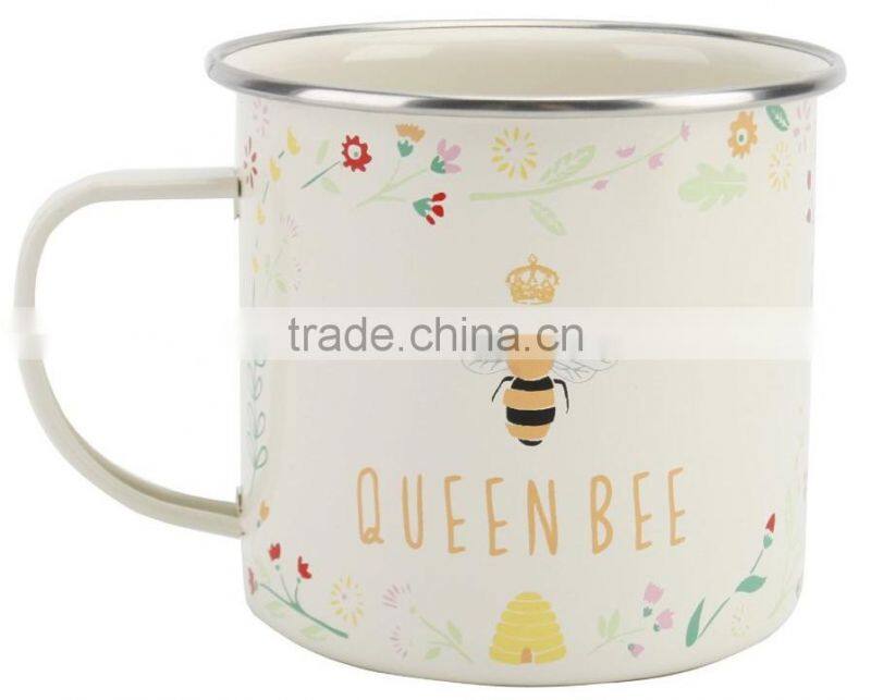 decorative metal enamel mug