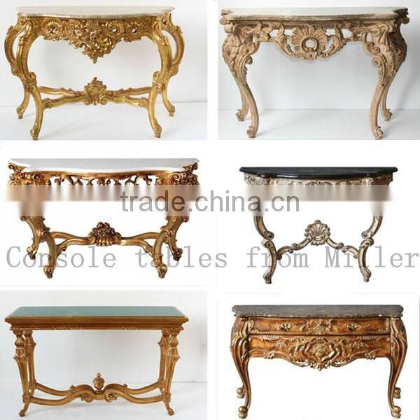 Antique Gold Living Room Console Table Rococo Furniture