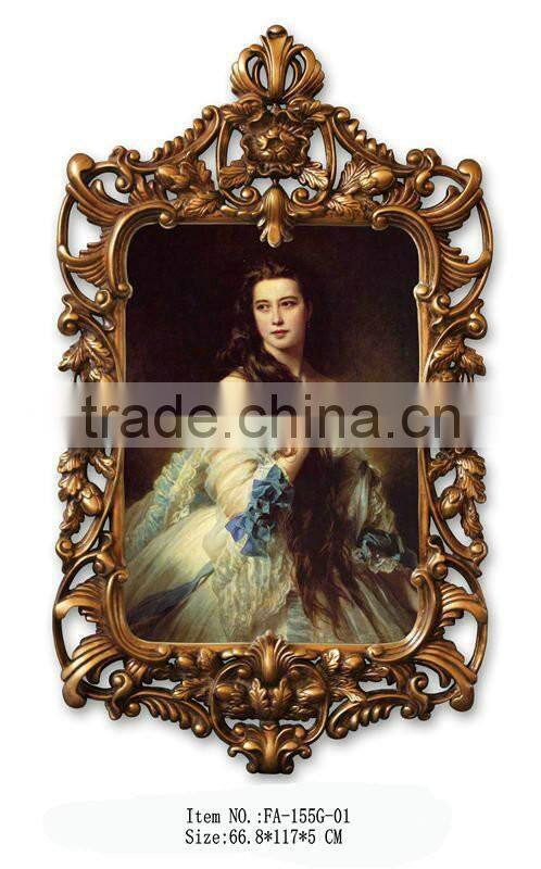 FA-053G-01woman portrait canvas oil painting with frame