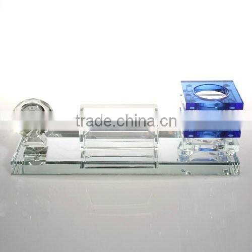 hot sell crystal business card holder and pen gift set with pen holder and name card holder