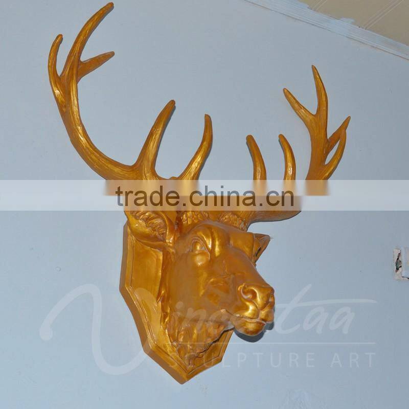 Modern home decoration fiberglass animal head sculpture wall hanging statues