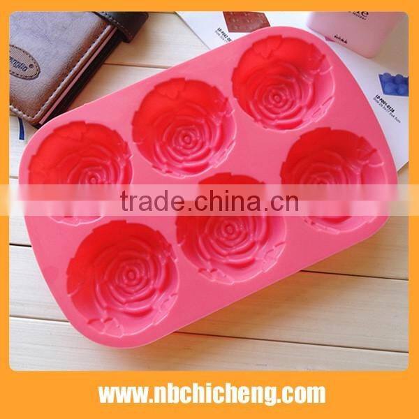 Flower Silicone Cake Mold, 6 Cavity Baking Soap Mold, Silicone Cake Bakeware