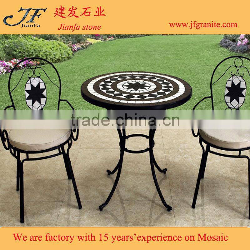 Outdoor flod furniture ceramic mosaic garden coffee table set designs