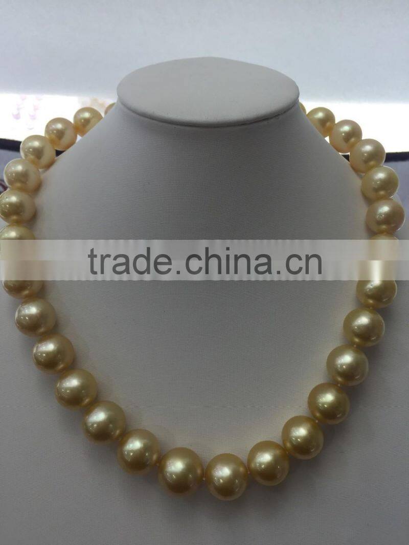 Best Quality 15-16mm Golden South Sea Pearl Necklace