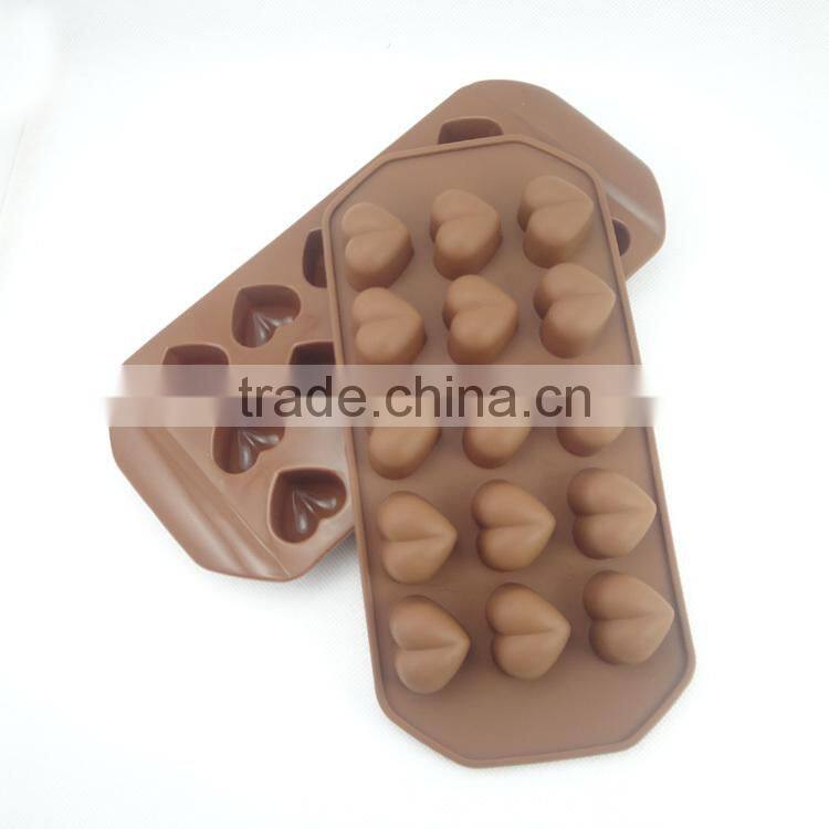 bpa free silicone rubber ice mold with 15 cavity love heart shape