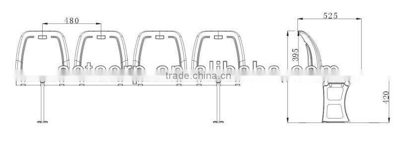 Hollow blow plastic stadium chair seats for steel grandstand