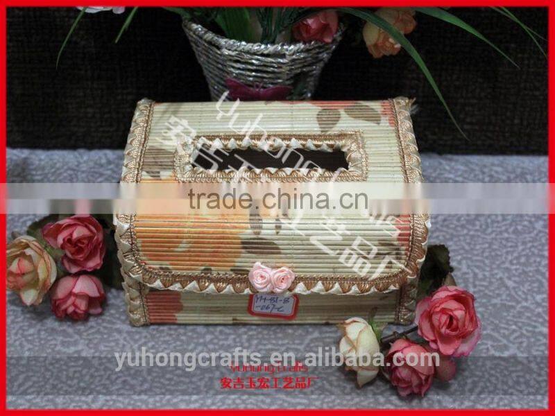 office handmade bamboo tissue box