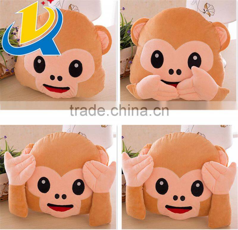 2016 Best selling high quality plush monkey emoji pillow