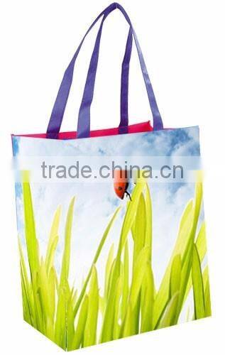 Non Woven Promotion Bags with Solid cmyk printed + Gusset printed