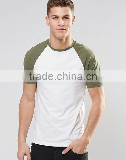 Wholesale men contrast raglan short sleeves muscle tight fit t-shirt