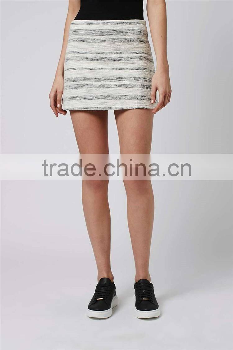 Latest Design Fashion Petite Stripe Boucle Skirt Woolen Mini Skirts Custom Made Fashion Skirt