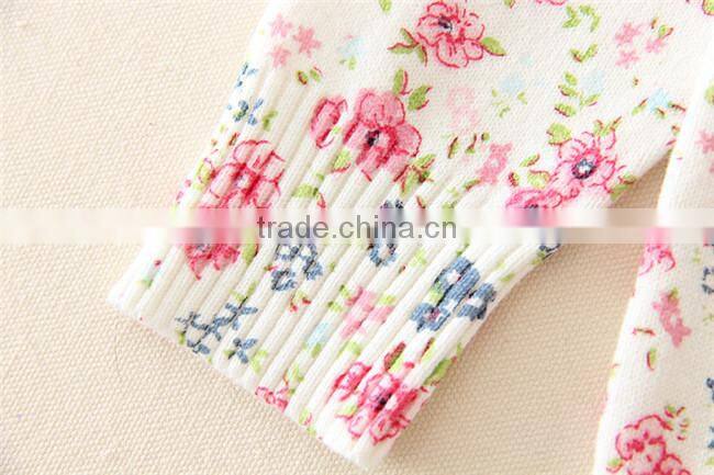 Princess warm fashion pullovers weave knitting pattern round neck cute flower print girls kid sweater