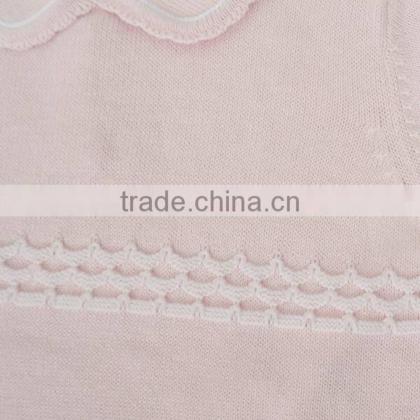 Fashion turn-down collar cotton baby romper trim contrast color one piece sweater