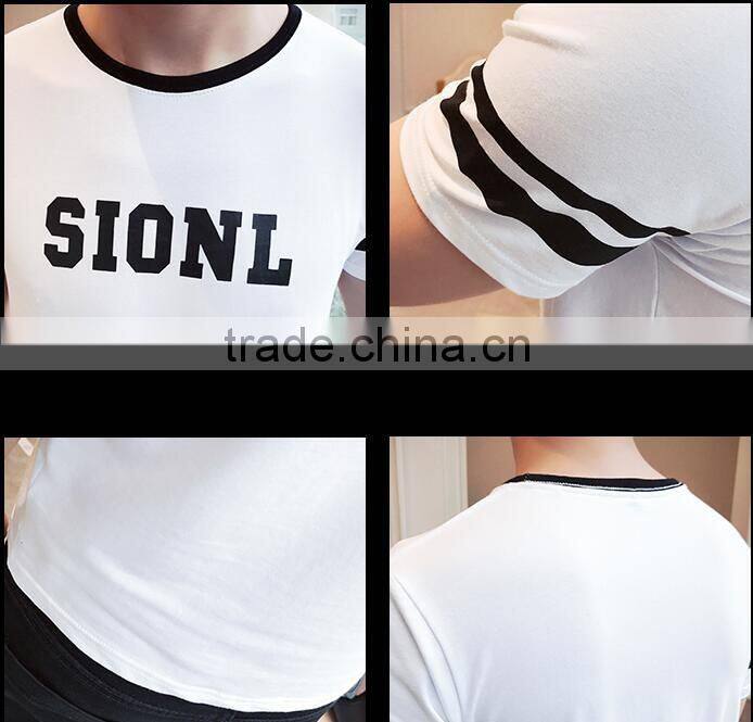 Printed 2017 men round collar short sleeve T-shirt cotton loose