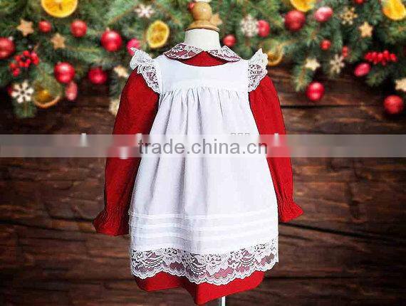 White Pinafore Classic Red Christmas Children Clothing Sets 3 Year Old Girl Dress