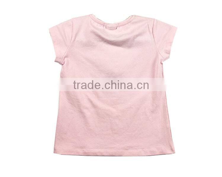 Girl summer short sleeve pink T-shirt