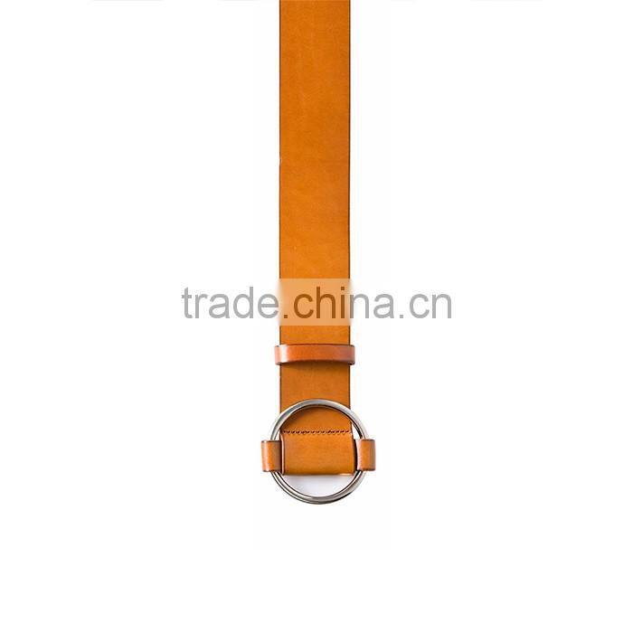High Quality Italian Cattle Hide Belt Big Ring Alloy Buckle Belt for Women